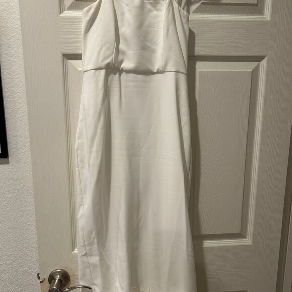Lulus Feather Late Than Never White Strapless Feather Midi Dress Small - Picture 3 of 5